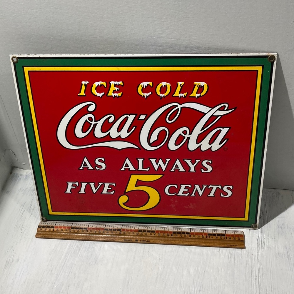 Coca Cola tine signs. Lot of 4 in total